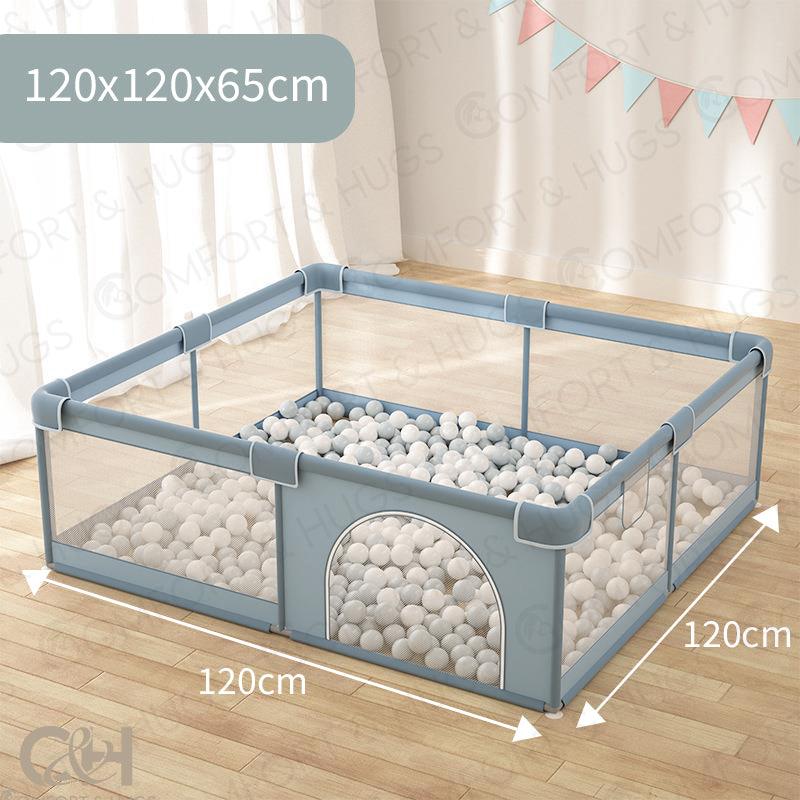 Baby Safety Fence Playpen For Toddlers Play Yard Playpen for Babies and Toddlers with Ocean Balls, Indoor & Outdoor Safety Baby Activity Center with Breathable Mesh, Anti-Slip Suckers and Zipper Gate Comfort & Hugs - Comfort & Hugs