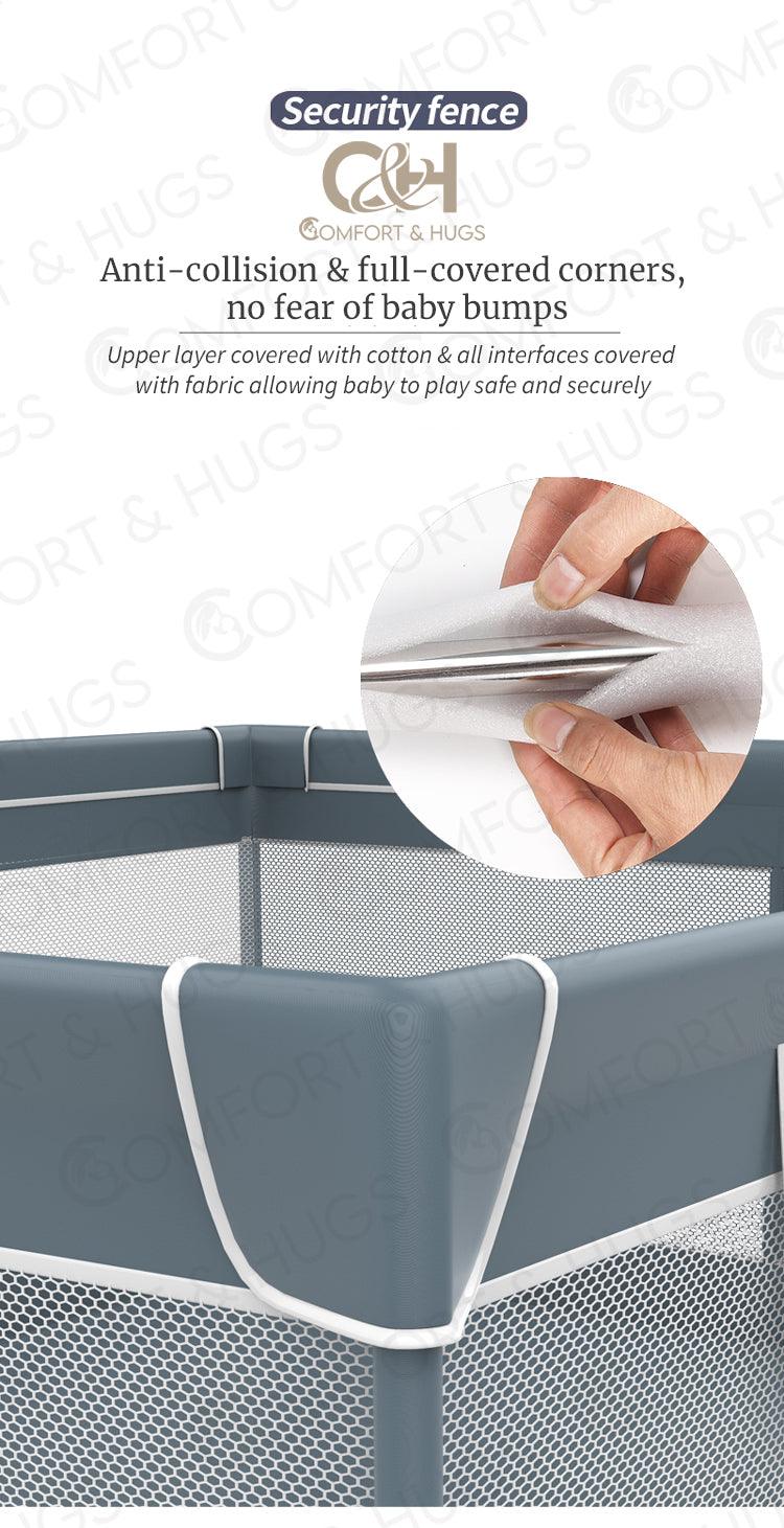 Baby Safety Fence Playpen For Toddlers Play Yard Playpen for Babies and Toddlers with Ocean Balls, Indoor & Outdoor Safety Baby Activity Center with Breathable Mesh, Anti-Slip Suckers and Zipper Gate Comfort & Hugs - Comfort & Hugs