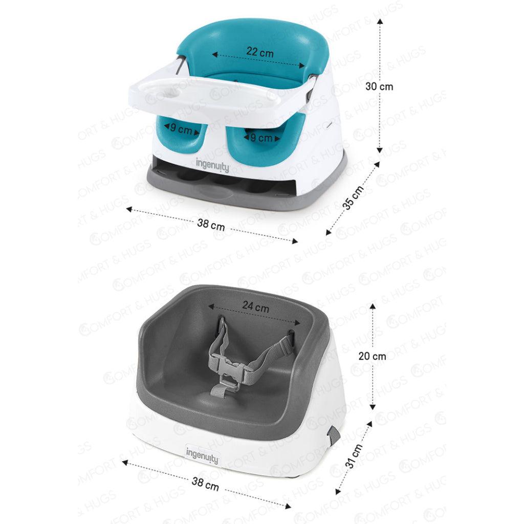 Comfort and Hugs x Ingenuity Baby Base 2-in-1 Booster Feeding and Floor Seat with Self-Storing Tray Secured With Strap - Comfort & Hugs