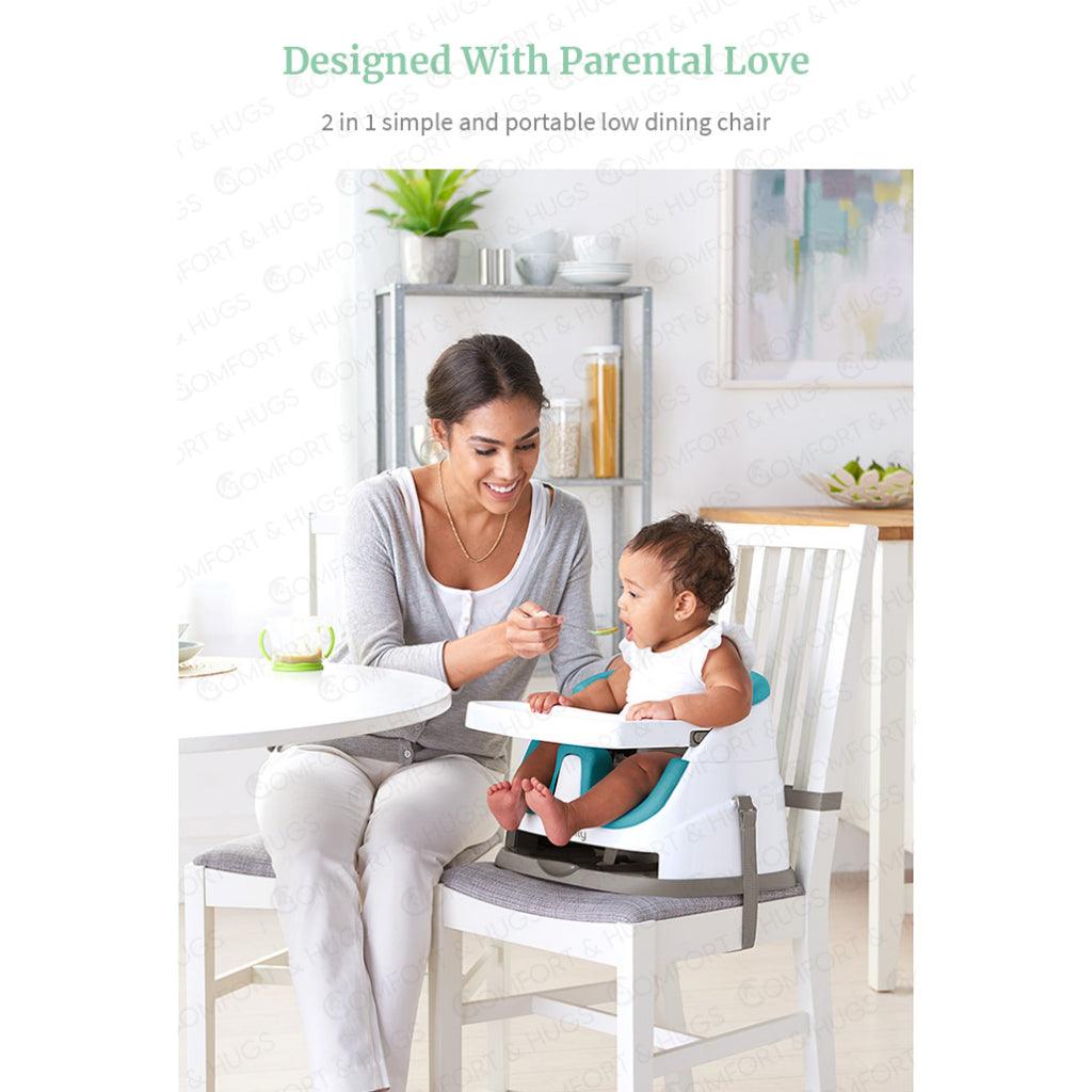 Comfort and Hugs x Ingenuity Baby Base 2-in-1 Booster Feeding and Floor Seat with Self-Storing Tray Secured With Strap - Comfort & Hugs