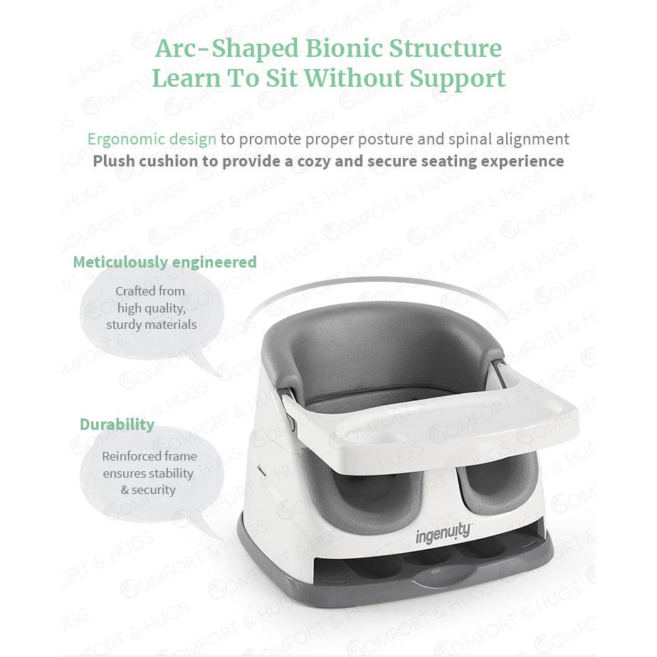 Comfort and Hugs x Ingenuity Baby Base 2-in-1 Booster Feeding and Floor Seat with Self-Storing Tray Secured With Strap - Comfort & Hugs