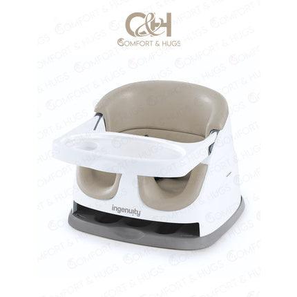 Comfort and Hugs x Ingenuity Baby Base 2-in-1 Booster Feeding and Floor Seat with Self-Storing Tray Secured With Strap - Comfort & Hugs