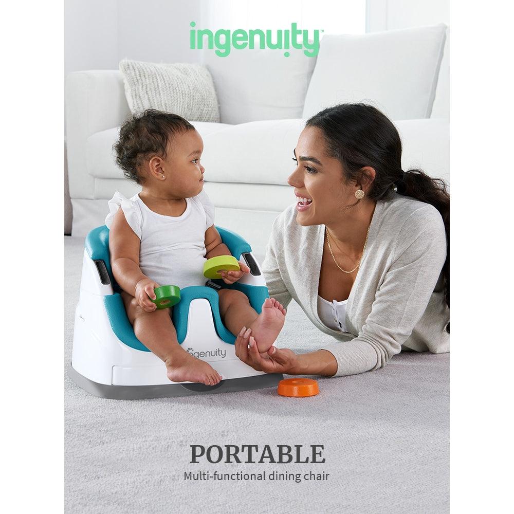 Comfort and Hugs x Ingenuity Baby Base 2-in-1 Booster Feeding and Floor Seat with Self-Storing Tray Secured With Strap - Comfort & Hugs