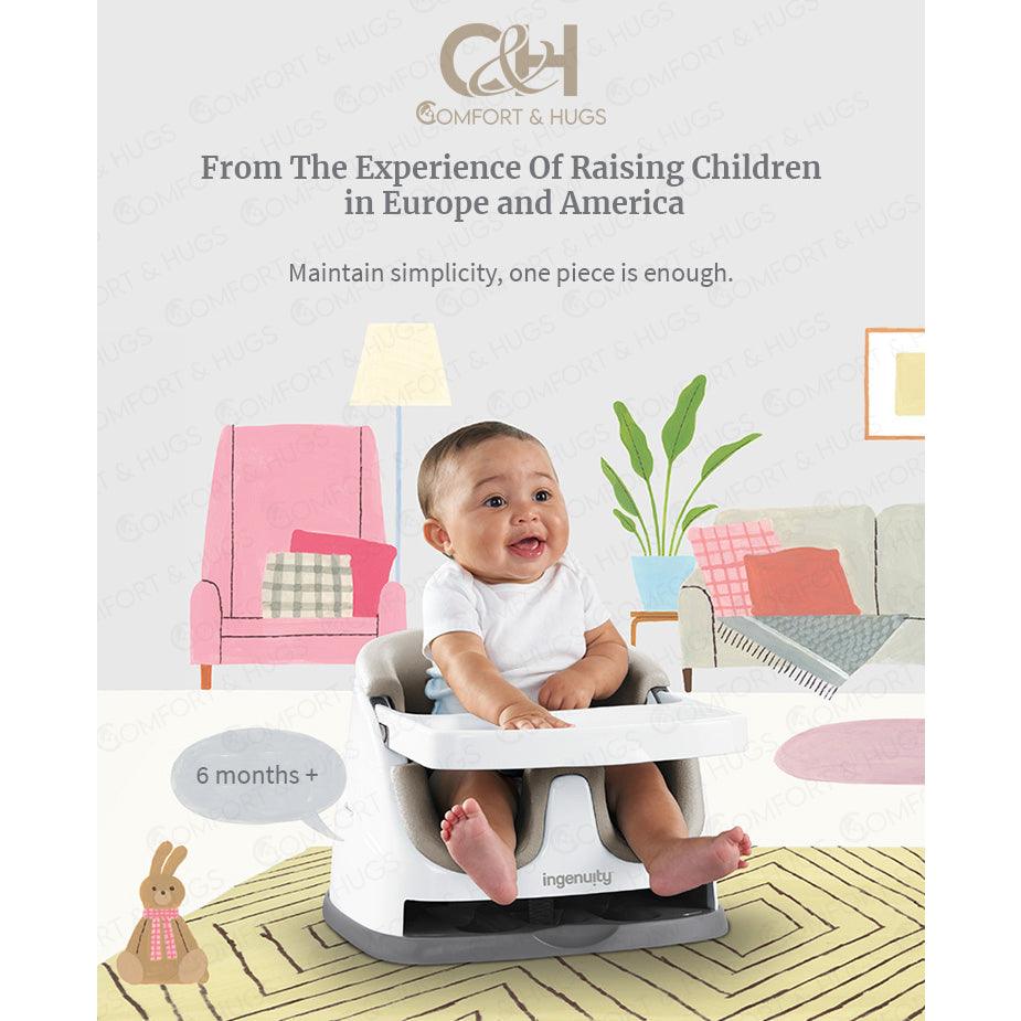 Comfort and Hugs x Ingenuity Baby Base 2-in-1 Booster Feeding and Floor Seat with Self-Storing Tray Secured With Strap - Comfort & Hugs