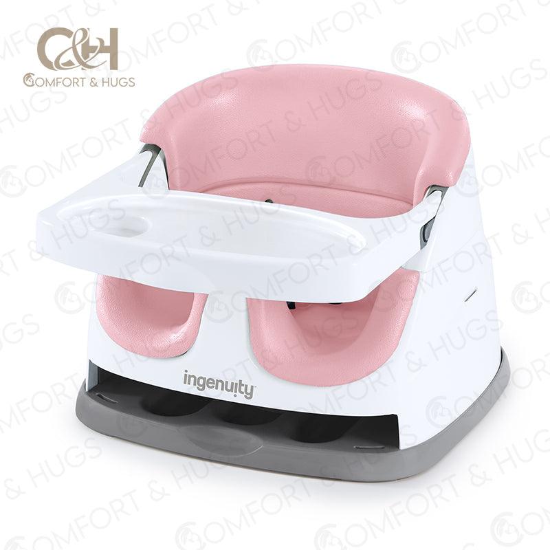 Comfort and Hugs x Ingenuity Baby Base 2-in-1 Booster Feeding and Floor Seat with Self-Storing Tray Secured With Strap - Comfort & Hugs