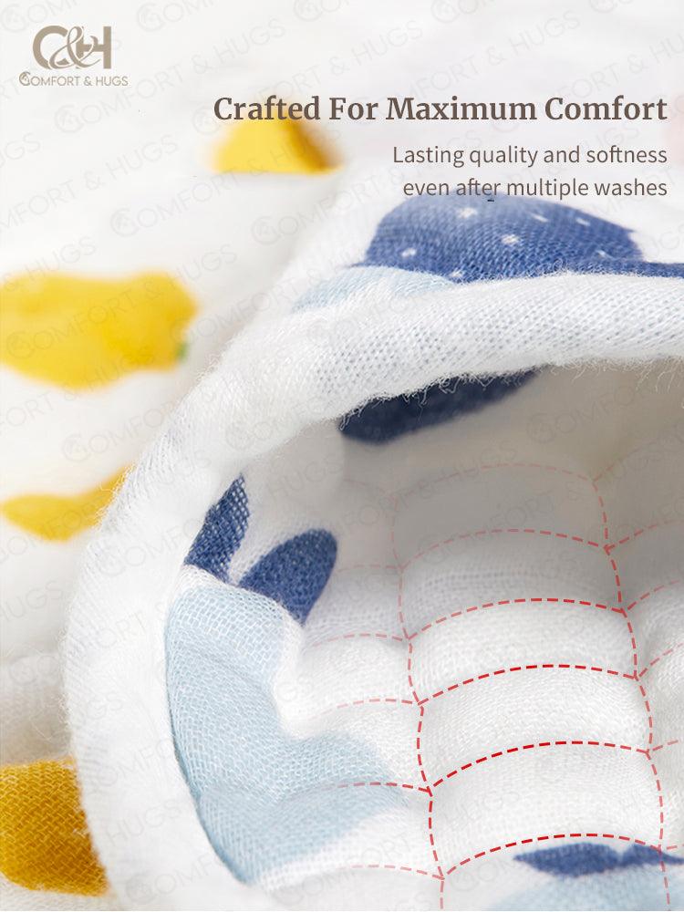 Baby Bib - 100% Cotton Flower Style Muslin Bibs, Hypoallergenic, Super Absorbent 360 Degree Adjustable, For Infants, Boy and Girl, Toddlers Comfort & Hugs - Comfort & Hugs
