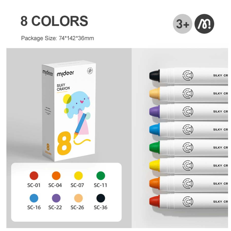 Comfort and Hugs x Mideer Silky Washable Crayons Colorful Children Kids Quality 8/12/24/36 Color Set - Comfort & Hugs