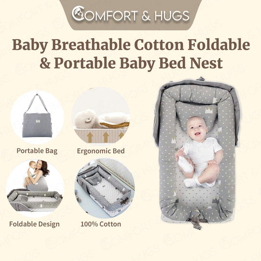 Comfort & Hugs x Baby's 2 in 1 Foldable Baby Bed Portable Bed Newborn Cot Sleeping Carrying Bag Baby Separated Lounger Nest - Comfort & Hugs