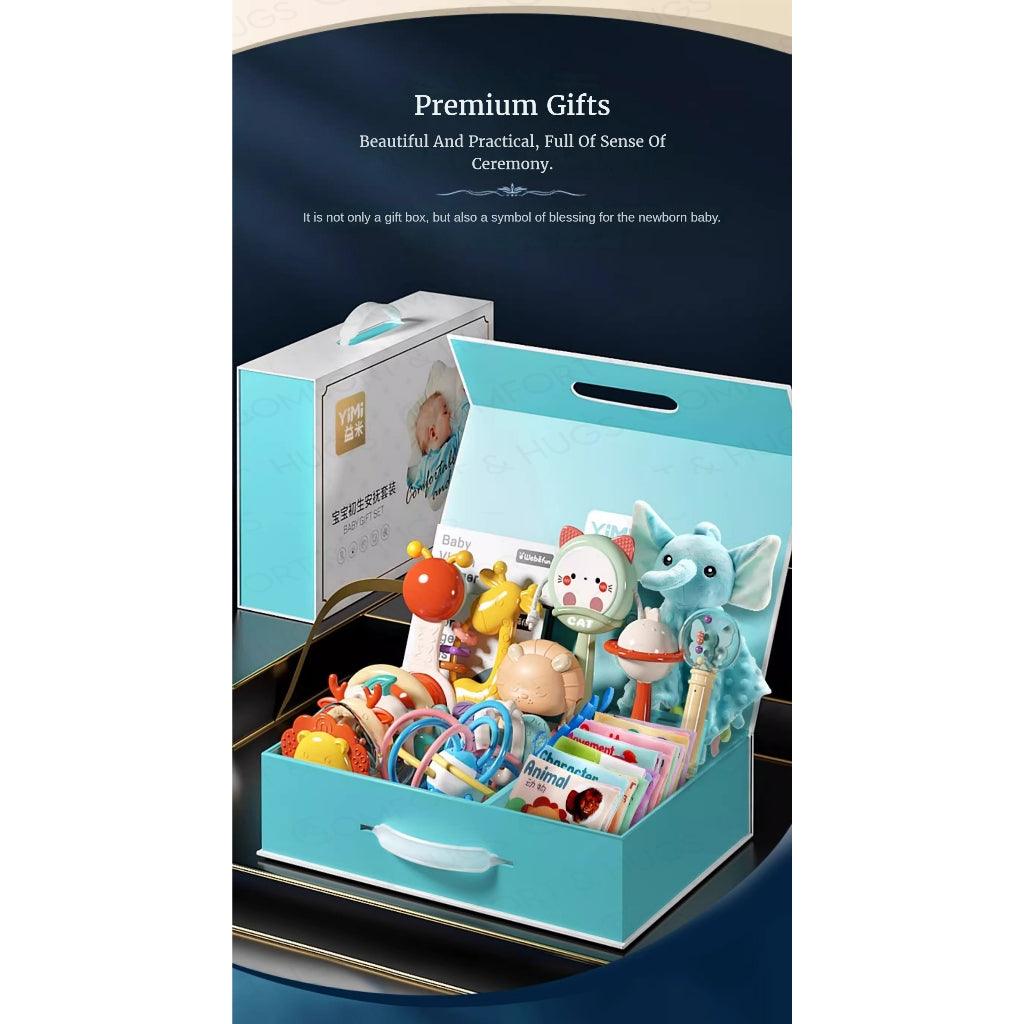 Newborn Baby Gift Box: Toys & Essentials for 0-1 Year Old, Ideal for Baby Showers, Full Moon Celebrations Comfort & Hugs - Comfort & Hugs