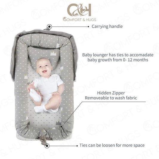 Comfort & Hugs x Baby's 2 in 1 Foldable Baby Bed Portable Bed Newborn Cot Sleeping Carrying Bag Baby Separated Lounger Nest - Comfort & Hugs
