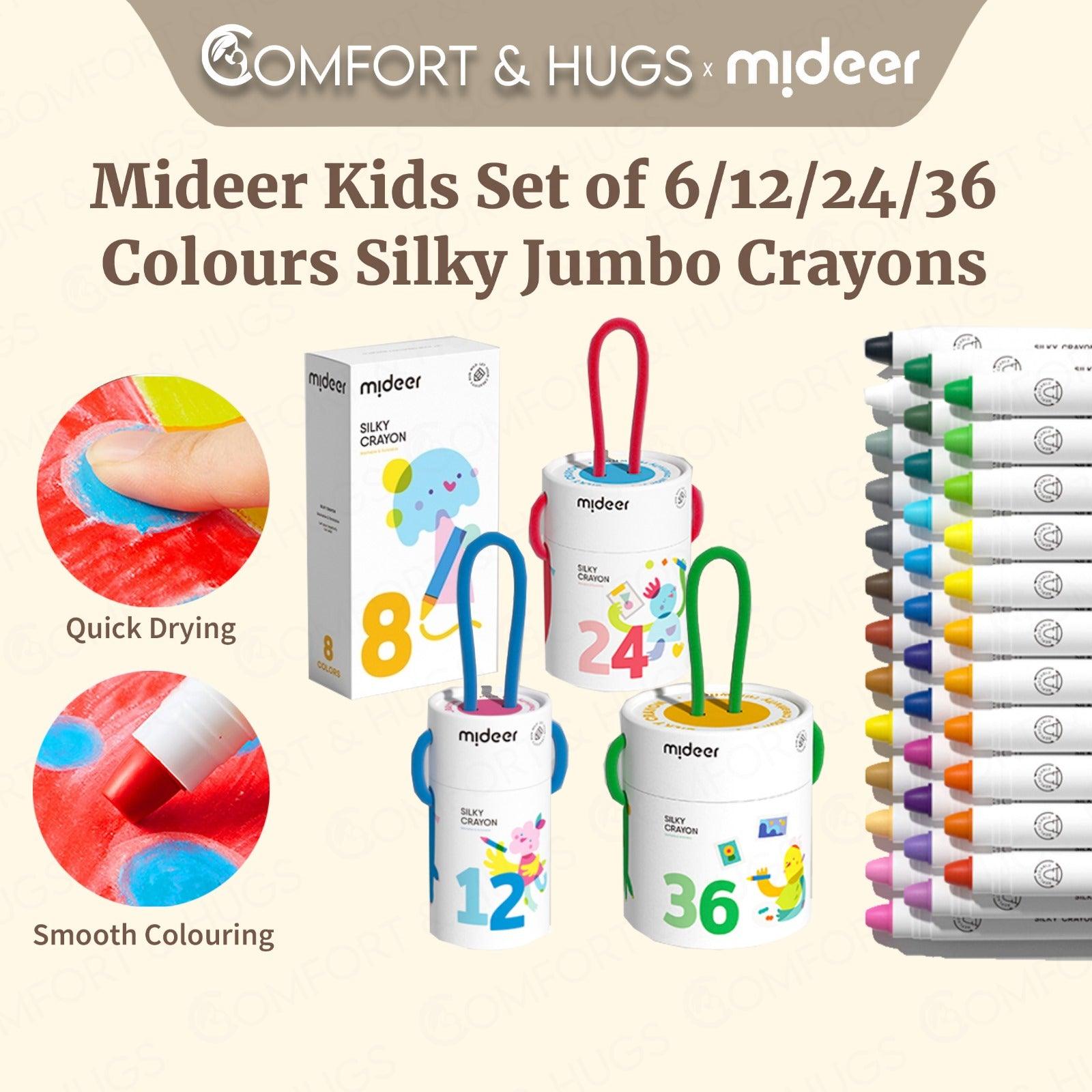 Comfort and Hugs x Mideer Silky Washable Crayons Colorful Children Kids Quality 8/12/24/36 Color Set - Comfort & Hugs