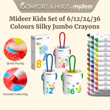 Comfort and Hugs x Mideer Silky Washable Crayons Colorful Children Kids Quality 8/12/24/36 Color Set - Comfort & Hugs
