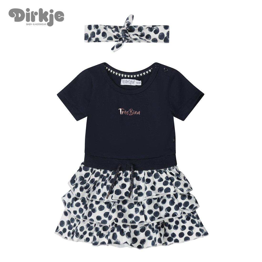 Comfort & Hugs x Dirkje Collection Girls Dress With Dark Blue Hairband Summer Cotton Outfit Full Set - Comfort & Hugs