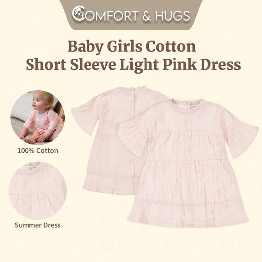 Comfort & Hugs x Dirkje Collection Light Pink Muslin Girl Dress Cute Summer Outfit With Buttons - Comfort & Hugs