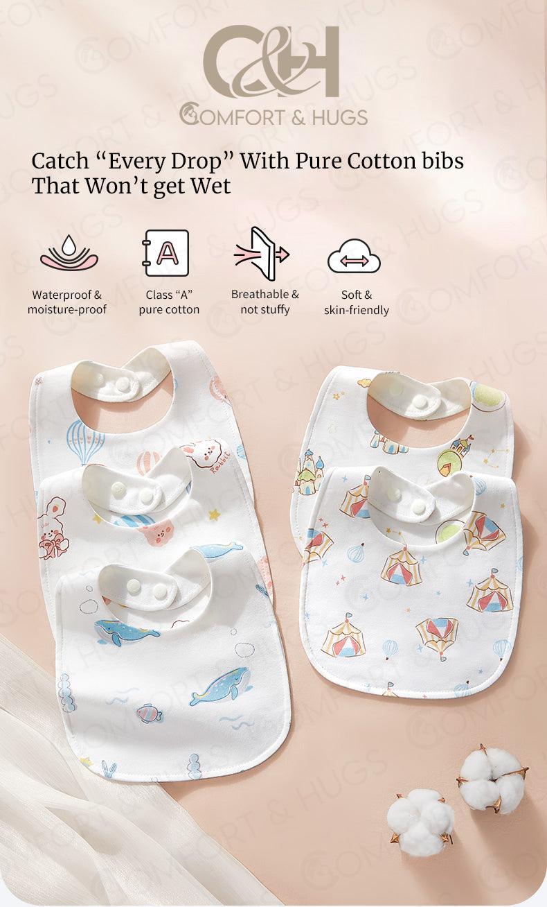 Kids/ Baby's Pure Cotton Organic U-shaped Bib Baby Bibs for Drooling and Teething, Absorbent Drool Bibs for Baby Girl and Boy, Adjustable to Fit Newborns to Toddlers Comfort & Hugs - Comfort & Hugs