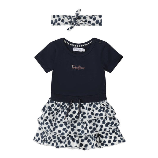 Comfort & Hugs x Dirkje Collection Girls Dress With Dark Blue Hairband Summer Cotton Outfit Full Set - Comfort & Hugs