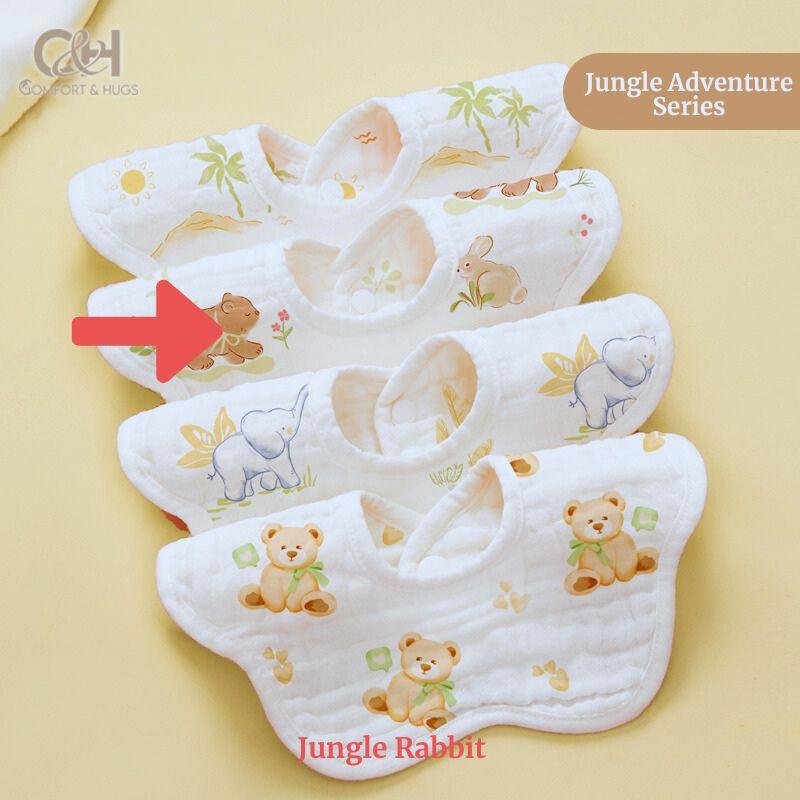 Baby Bib - 100% Cotton Flower Style Muslin Bibs, Hypoallergenic, Super Absorbent 360 Degree Adjustable, For Infants, Boy and Girl, Toddlers Comfort & Hugs - Comfort & Hugs