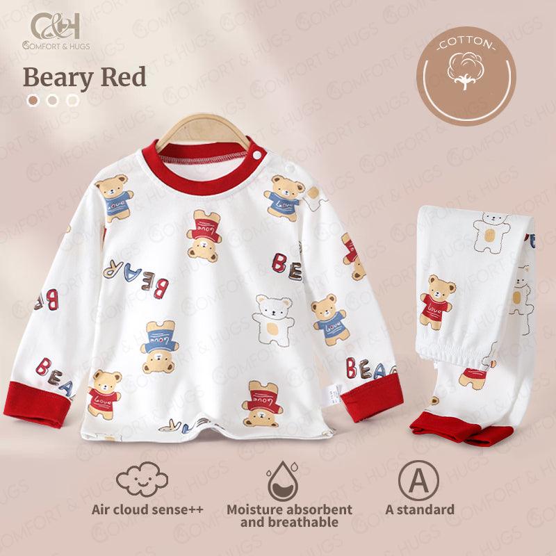 Comfort & Hugs Baby Pyjamas set Baby Unisex Pajamas, Top with Pants Set 2 Piece Outfit Cute Pajamas, Tee and Pant 2-Piece Pj Set, 100% Organic Cotton Kids Cute Toddler Snug fit Pjs Cotton Sleepwear Sleepwear pjs for Daily Life Style - Comfort & Hugs