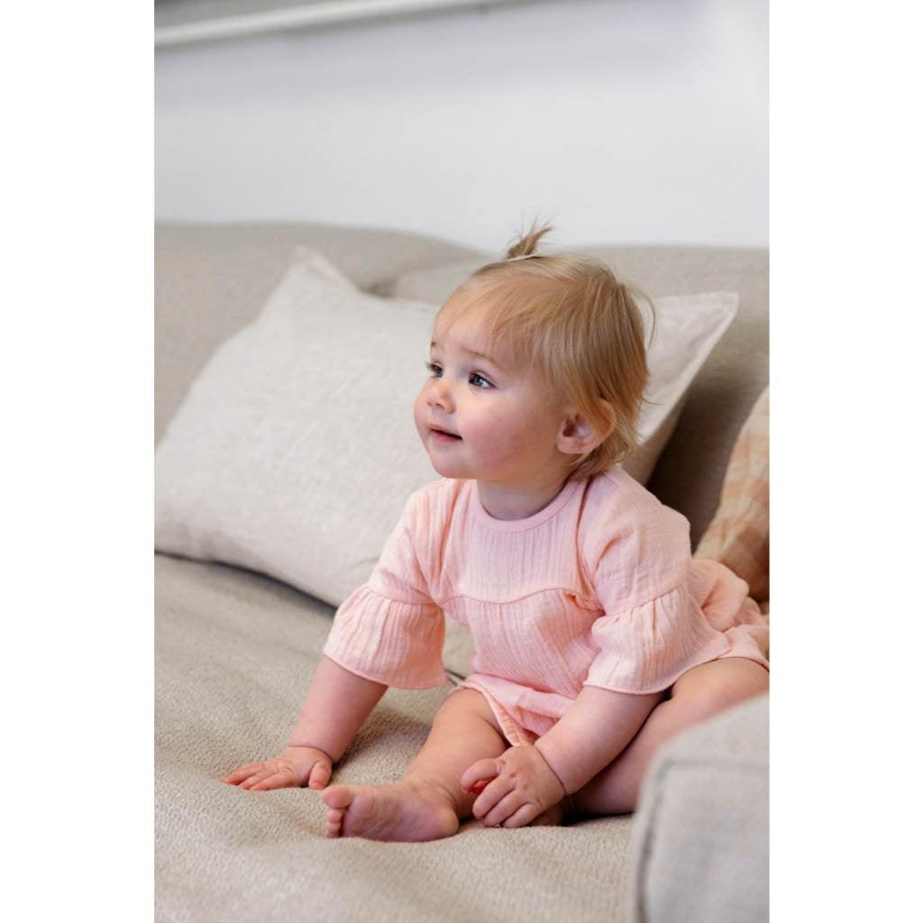 Comfort & Hugs x Dirkje Collection Light Pink Muslin Girl Dress Cute Summer Outfit With Buttons - Comfort & Hugs