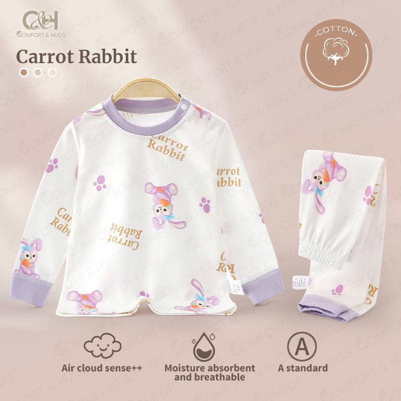 Comfort & Hugs Baby Pyjamas set Baby Unisex Pajamas, Top with Pants Set 2 Piece Outfit Cute Pajamas, Tee and Pant 2-Piece Pj Set, 100% Organic Cotton Kids Cute Toddler Snug fit Pjs Cotton Sleepwear Sleepwear pjs for Daily Life Style - Comfort & Hugs