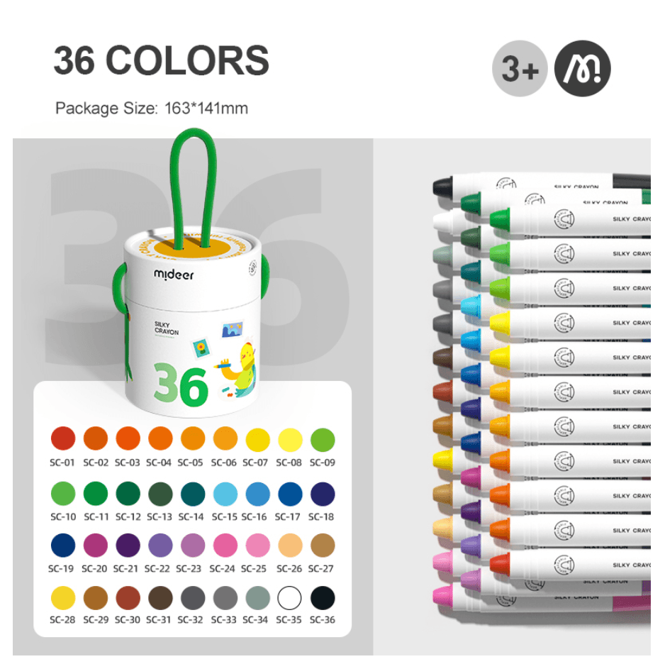 Comfort and Hugs x Mideer Silky Washable Crayons Colorful Children Kids Quality 8/12/24/36 Color Set - Comfort & Hugs