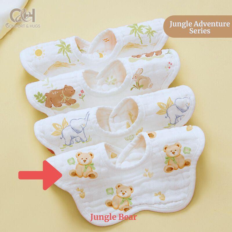 Baby Bib - 100% Cotton Flower Style Muslin Bibs, Hypoallergenic, Super Absorbent 360 Degree Adjustable, For Infants, Boy and Girl, Toddlers Comfort & Hugs - Comfort & Hugs