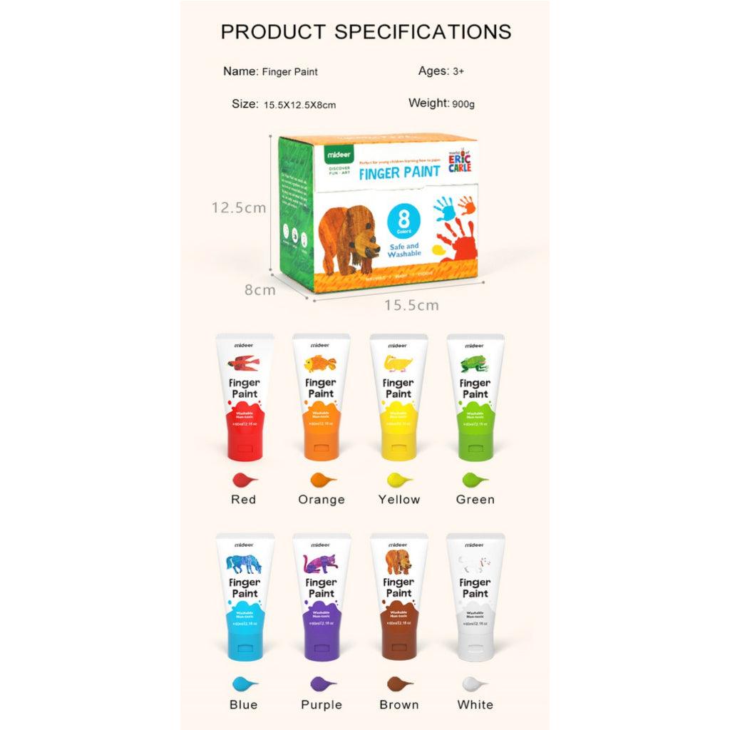 Comfort & Hugs x Mideer Kids Toys Toy Eric Carle Safe Washable Finger Paint 6pcs/8pcs/12pcs - Comfort & Hugs