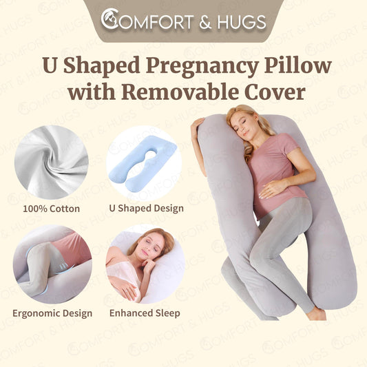 Comfort & Hugs Pregnancy Pillows U Shaped Full Body Maternity Pillow with Removable Cover Cooling Pregnant Support Pillow for Sleeping - Comfort & Hugs