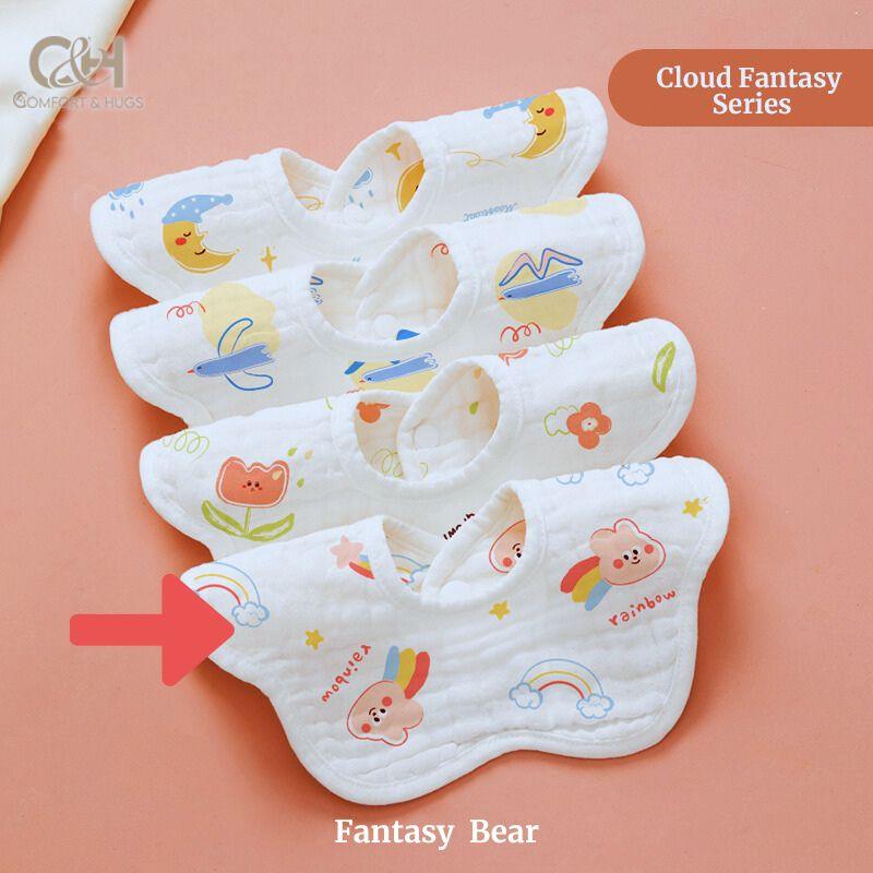 Baby Bib - 100% Cotton Flower Style Muslin Bibs, Hypoallergenic, Super Absorbent 360 Degree Adjustable, For Infants, Boy and Girl, Toddlers Comfort & Hugs - Comfort & Hugs
