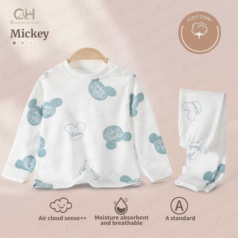 Comfort & Hugs Baby Pyjamas set Baby Unisex Pajamas, Top with Pants Set 2 Piece Outfit Cute Pajamas, Tee and Pant 2-Piece Pj Set, 100% Organic Cotton Kids Cute Toddler Snug fit Pjs Cotton Sleepwear Sleepwear pjs for Daily Life Style - Comfort & Hugs