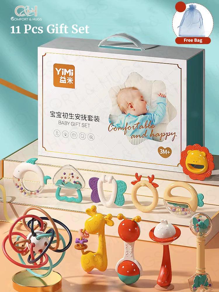 Newborn Baby Gift Box: Toys & Essentials for 0-1 Year Old, Ideal for Baby Showers, Full Moon Celebrations Comfort & Hugs - Comfort & Hugs