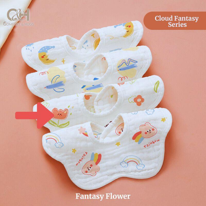 Baby Bib - 100% Cotton Flower Style Muslin Bibs, Hypoallergenic, Super Absorbent 360 Degree Adjustable, For Infants, Boy and Girl, Toddlers Comfort & Hugs - Comfort & Hugs