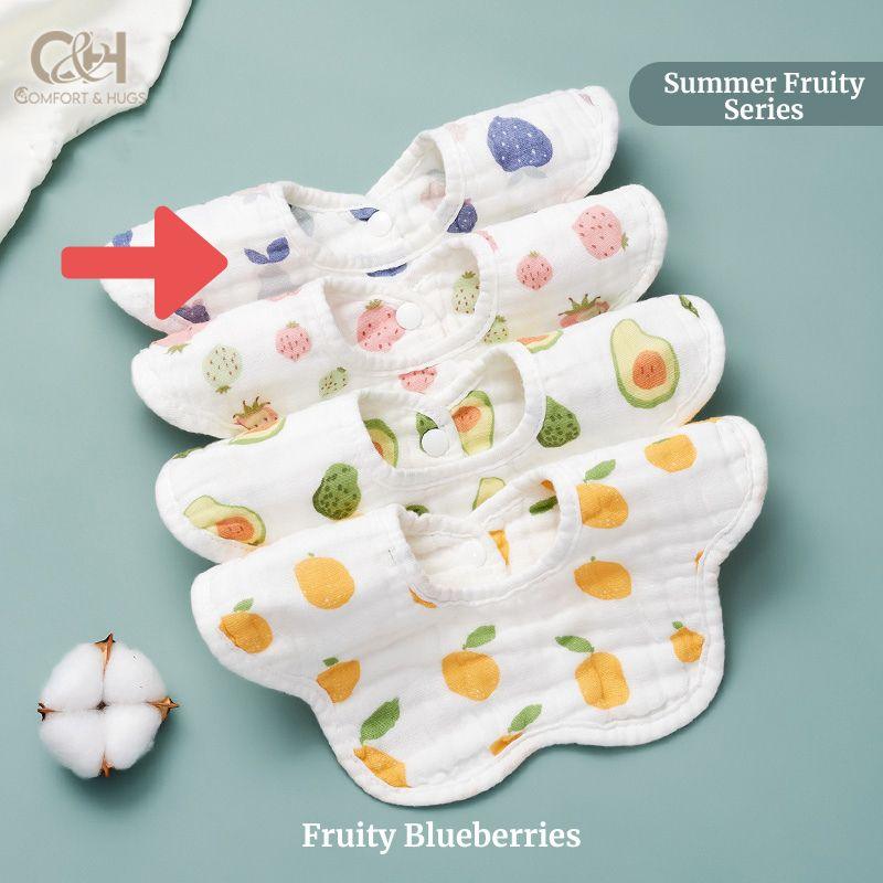 Baby Bib - 100% Cotton Flower Style Muslin Bibs, Hypoallergenic, Super Absorbent 360 Degree Adjustable, For Infants, Boy and Girl, Toddlers Comfort & Hugs - Comfort & Hugs