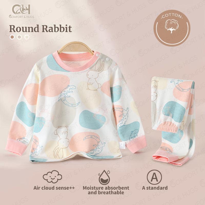 Comfort & Hugs Baby Pyjamas set Baby Unisex Pajamas, Top with Pants Set 2 Piece Outfit Cute Pajamas, Tee and Pant 2-Piece Pj Set, 100% Organic Cotton Kids Cute Toddler Snug fit Pjs Cotton Sleepwear Sleepwear pjs for Daily Life Style - Comfort & Hugs