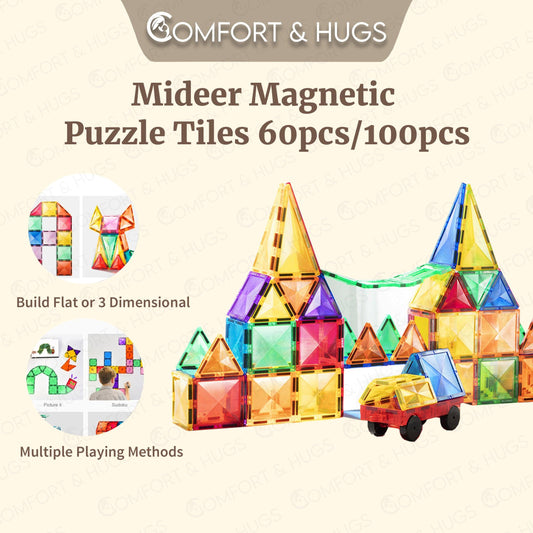 Comfort and Hugs x MIDEER Authentic Magnetic Tiles 60 100 PCS / Marble Run 100 PCS/ Animal Theme 40 PCS Educational Toys - Comfort & Hugs