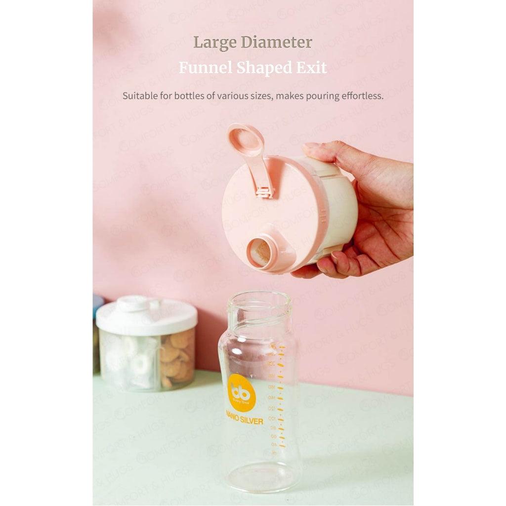 Portable Reusable Snack Cups with 4 Compartments Formula Dispenser – Newborn Milk Powder and Baby Food Organizer Storage Box Comfort & Hugs - Comfort & Hugs