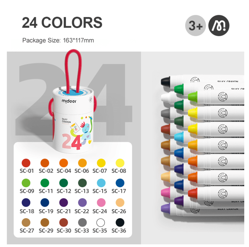 Comfort and Hugs x Mideer Silky Washable Crayons Colorful Children Kids Quality 8/12/24/36 Color Set - Comfort & Hugs