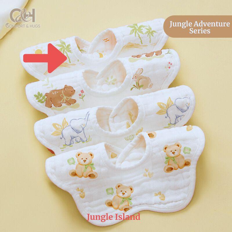 Baby Bib - 100% Cotton Flower Style Muslin Bibs, Hypoallergenic, Super Absorbent 360 Degree Adjustable, For Infants, Boy and Girl, Toddlers Comfort & Hugs - Comfort & Hugs