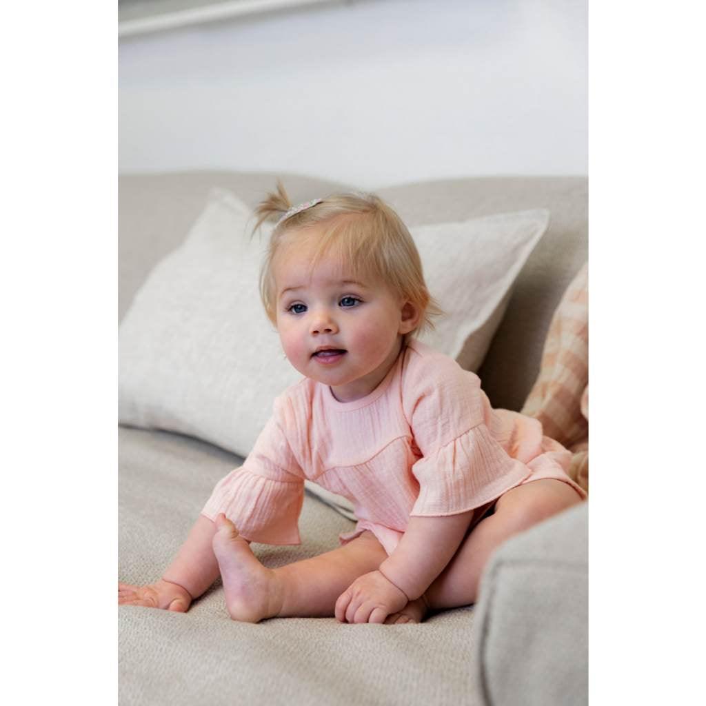 Comfort & Hugs x Dirkje Collection Light Pink Muslin Girl Dress Cute Summer Outfit With Buttons - Comfort & Hugs