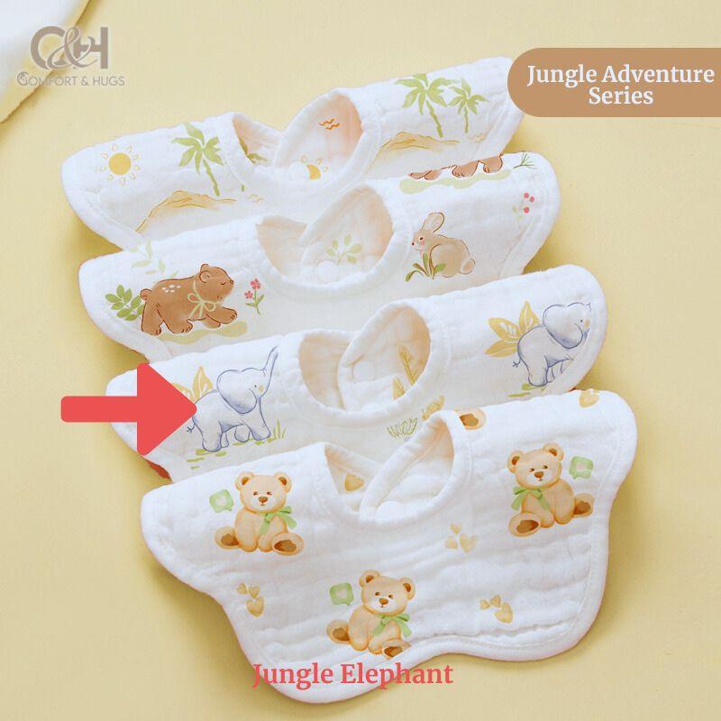 Baby Bib - 100% Cotton Flower Style Muslin Bibs, Hypoallergenic, Super Absorbent 360 Degree Adjustable, For Infants, Boy and Girl, Toddlers Comfort & Hugs - Comfort & Hugs