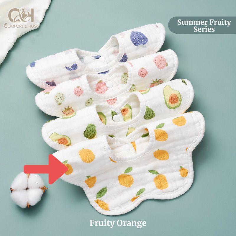 Baby Bib - 100% Cotton Flower Style Muslin Bibs, Hypoallergenic, Super Absorbent 360 Degree Adjustable, For Infants, Boy and Girl, Toddlers Comfort & Hugs - Comfort & Hugs
