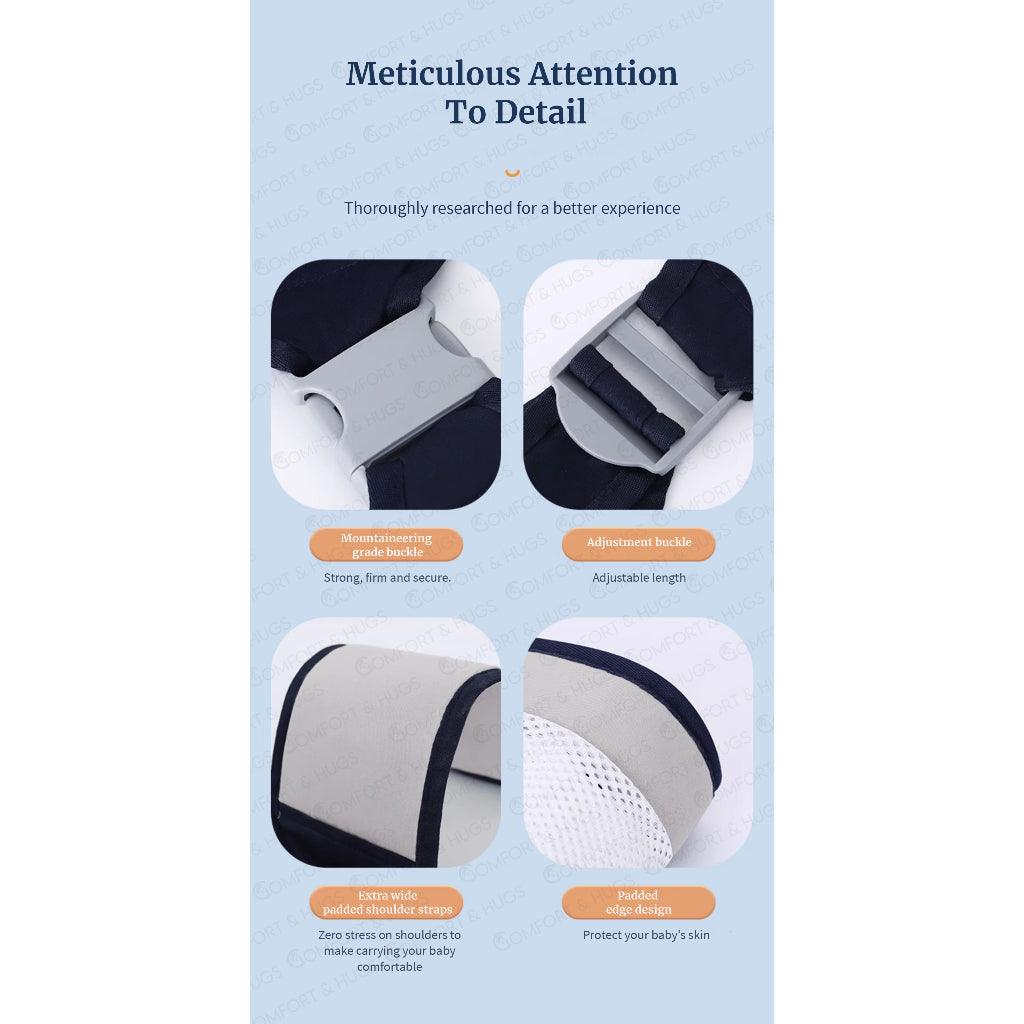 Comfort and Hugs Baby Carrier Newborn to Toddler Baby Shoulder Sling Carrier Cotton Fabric Baby Travel Essential - Comfort & Hugs