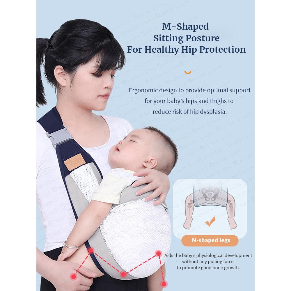 Comfort and Hugs Baby Carrier Newborn to Toddler Baby Shoulder Sling Carrier Cotton Fabric Baby Travel Essential - Comfort & Hugs