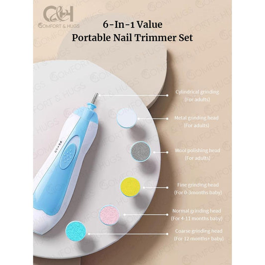 Baby Nail Trimmer New 6 in 1 LED Light Electric Baby Care Safe Electric Baby/Toddler Nail Trimmer Comfort & Hugs - Comfort & Hugs