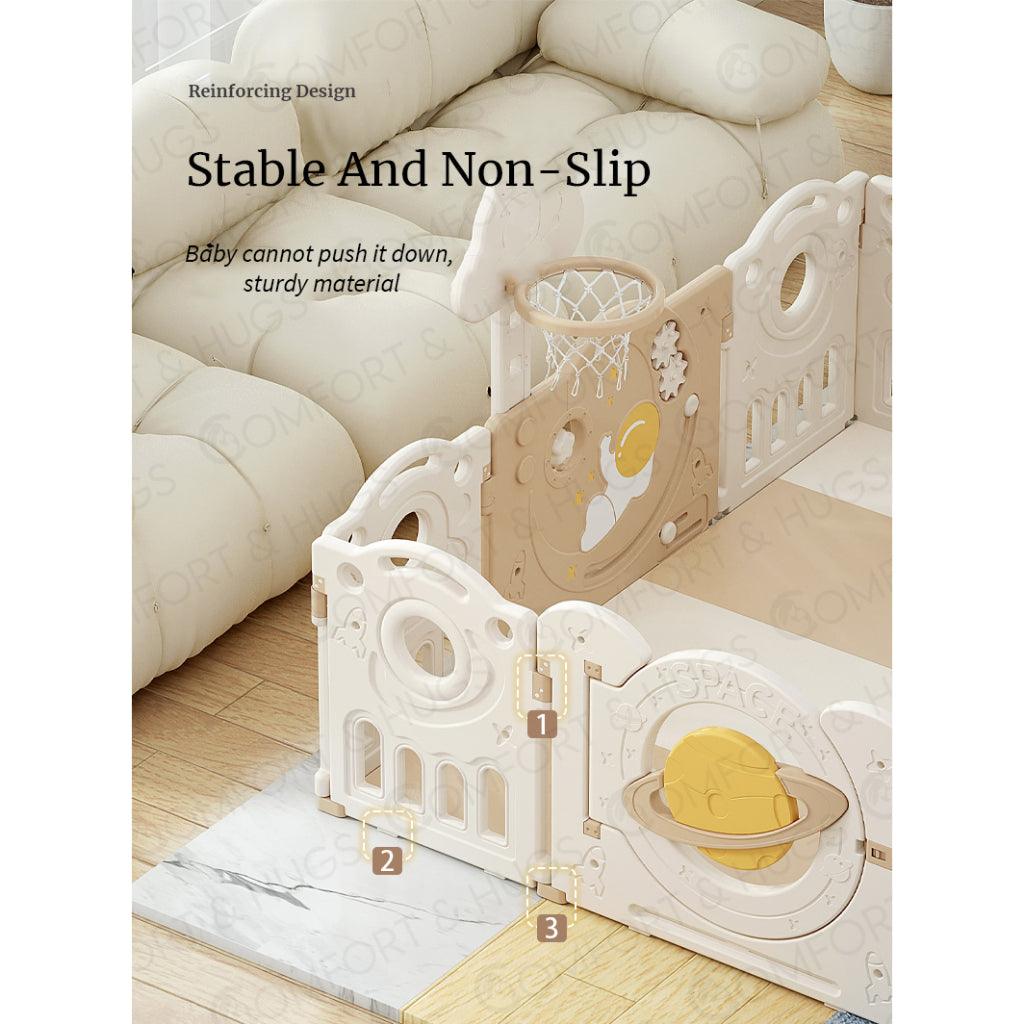 Baby Playpen Baby Playpen With Basketball Hoop And Mat, Easy To Fold And Install Indoor Outdoor Kids Comfort & Hugs - Comfort & Hugs