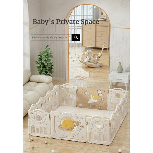 Baby Playpen Baby Playpen With Basketball Hoop And Mat, Easy To Fold And Install Indoor Outdoor Kids Comfort & Hugs - Comfort & Hugs