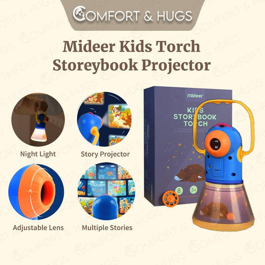 Mideer Light Projector Story Projector Kids Torch Storybook with 12pcs Story Reels Toddler Flashlight Toys Gift Set - Comfort & Hugs