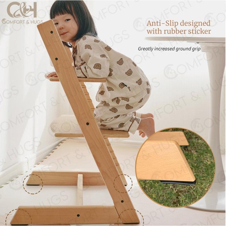 Baby Chair, High Chair, Wooden Chair, Adjustable,Kids Chair, 14 Levels Reinforced Hardware, Safe, Easy Comfort & Hugs - Comfort & Hugs