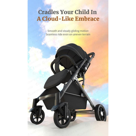 Baby Stroller with Breathable Sun Roof Reversible Foldable Storage Removable Handle Lockable Wheels Comfort & Hugs - Comfort & Hugs