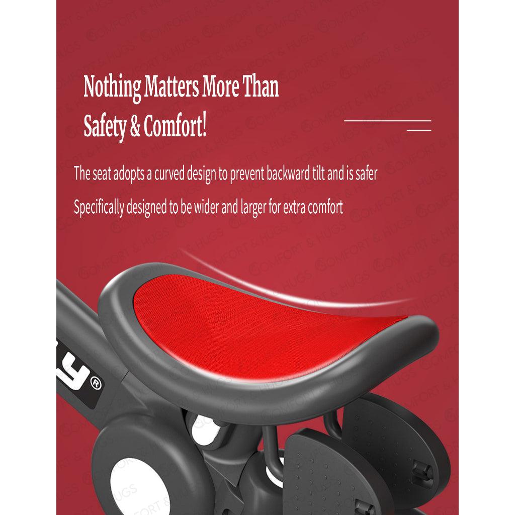 Children Tricycle, 5-in-1 Portable Easy To Carry Removable Pedals Tricycle Two Wheel Balance Bike Trike Comfort & Hugs - Comfort & Hugs
